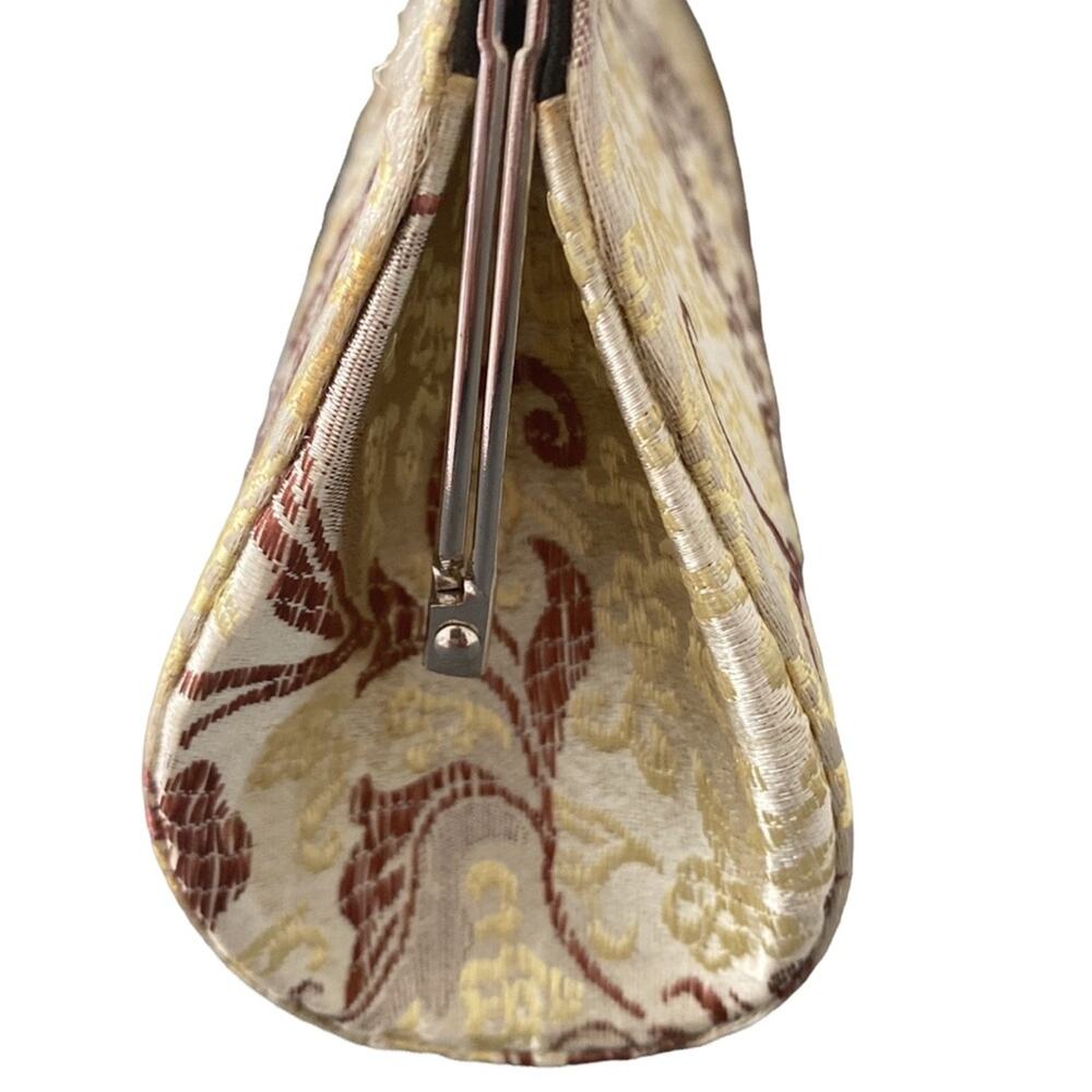 Vintage Style Damask Print Silk Yellow Clutch/ Mini Bag - Picture 3 of 10